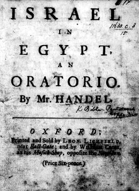 Titelblatt des Librettos Druck von Leonard Lichfield, Oxford ca. 1740-43